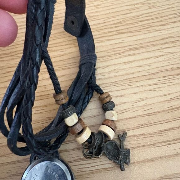 🦉 Boho Owl Charm Wrap Watch – Vintage Style Quartz Bracelet with Beads - Picture 3 of 4